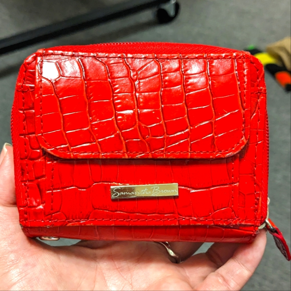 Samantha Brown red crocodile print wallet